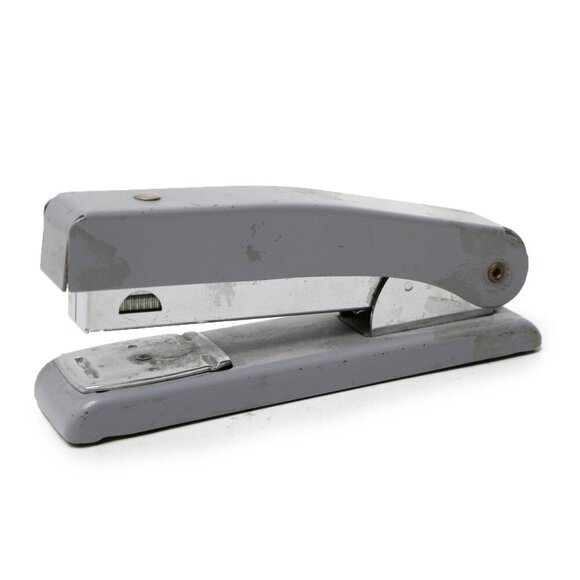 Vintage Rexel Meteor MK2 Steel Desk Stapler Grey Retro England Office MCM - Picture 1 of 9